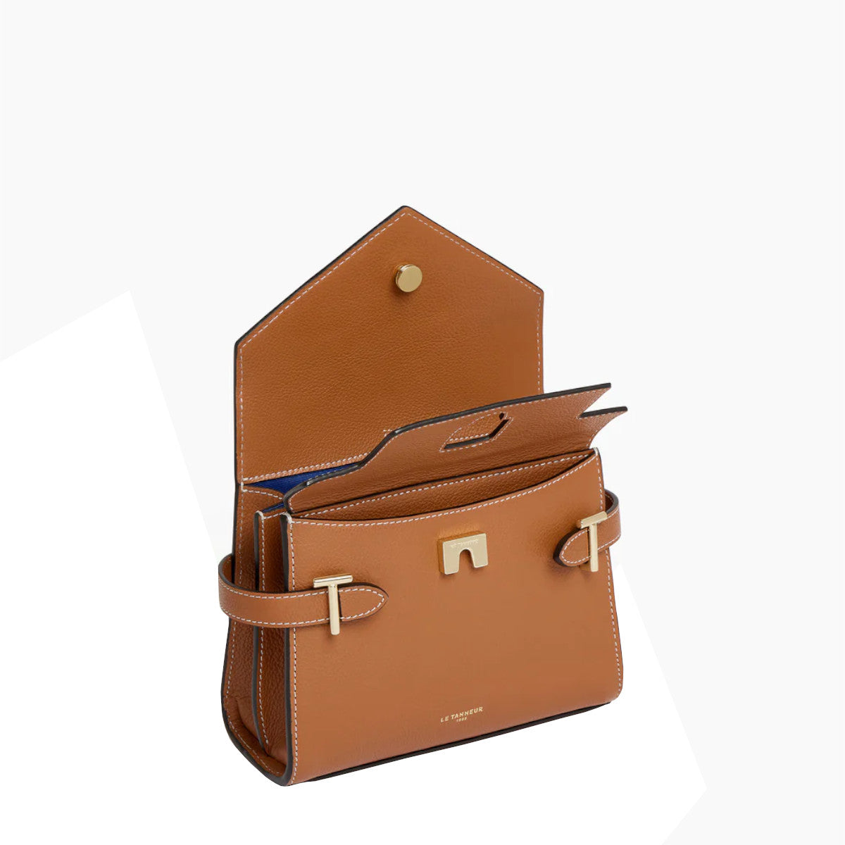 Petit sac à main double rabat en cuir grainé  Le Tanneur