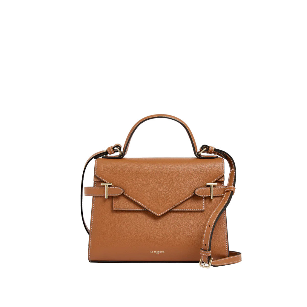 Petit sac à main double rabat en cuir grainé  Le Tanneur