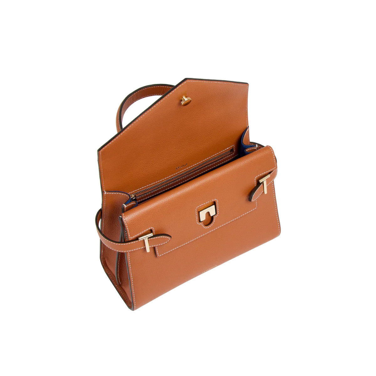 Sac à main double rabat moyen modèle en cuir grainé  Le Tanneur