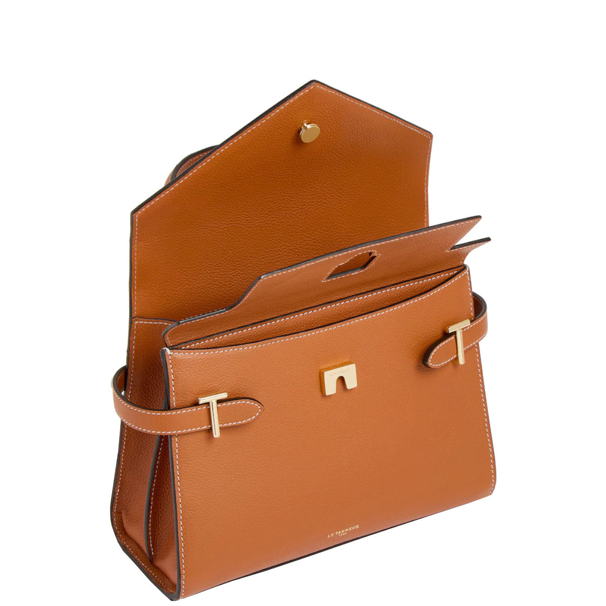 Sac à main double rabat moyen modèle en cuir grainé  Le Tanneur