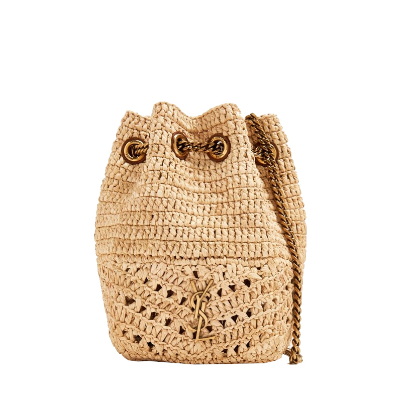 Mini sac seau Saint Laurent Joe Bourse en Raffia –