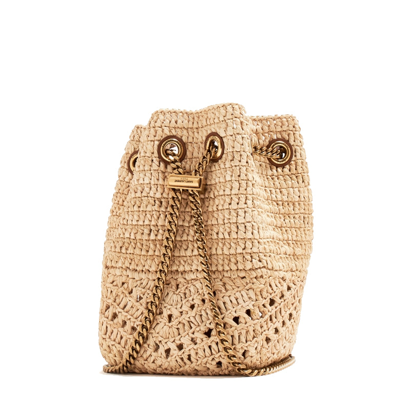 Mini sac seau Saint Laurent Joe Bourse en Raffia –