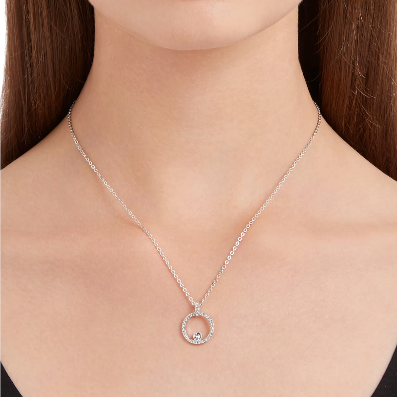 Pendentif Creativity Blanc, Métal rhodié – Swarovski