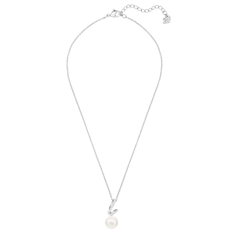 Pendentif Gabriella Blanc, Métal rhodié – Swarovski