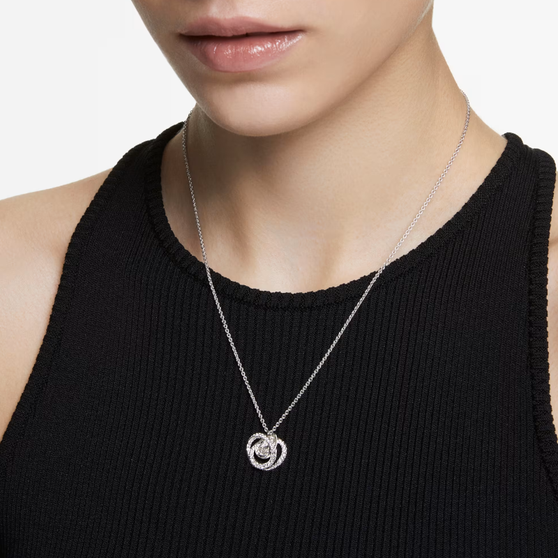 Pendentif Generation Blanc, Métal rhodié – Swarovski