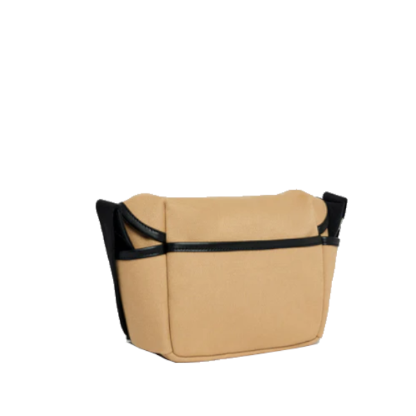 Petit sac bandoulière en toile coton et cuir lisse Solveig Le Tanneur