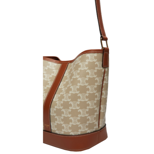 Petit seau en toile Triomphe et cuir de veau - Céline