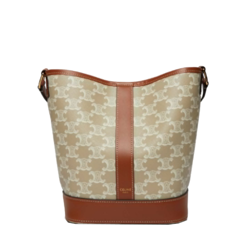 Petit seau en toile Triomphe et cuir de veau - Céline