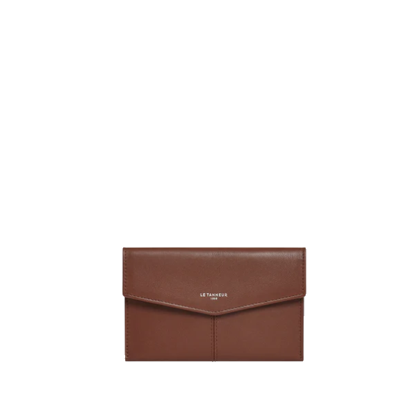 Pochette enveloppe MM en cuir lisse Charlotte Le Tanneur