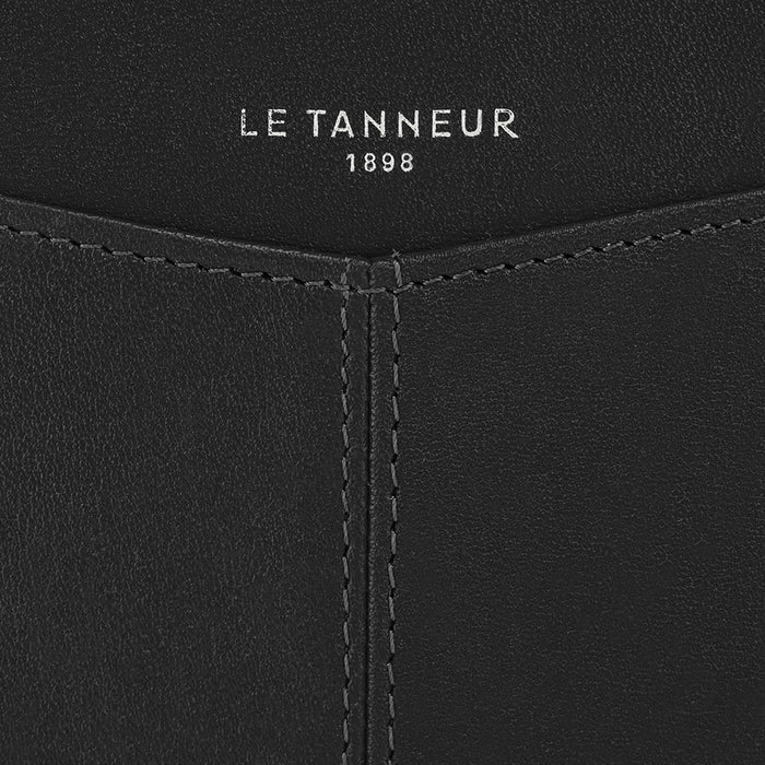 Porte monnaie zippé avec porte cartes amovible en cuir lisse Charlotte Le Tanneur
