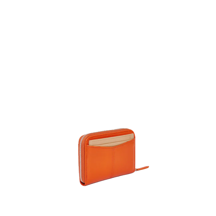 Porte monnaie zippé avec porte cartes amovible en cuir lisse Charlotte Le Tanneur