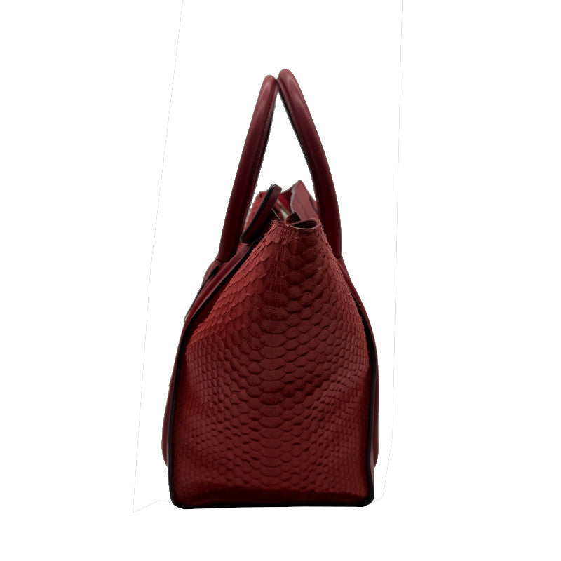 Sac à main Céline Luggage Rouge Imprimé Python