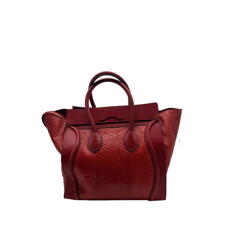 Sac à main Céline Luggage Rouge Imprimé Python
