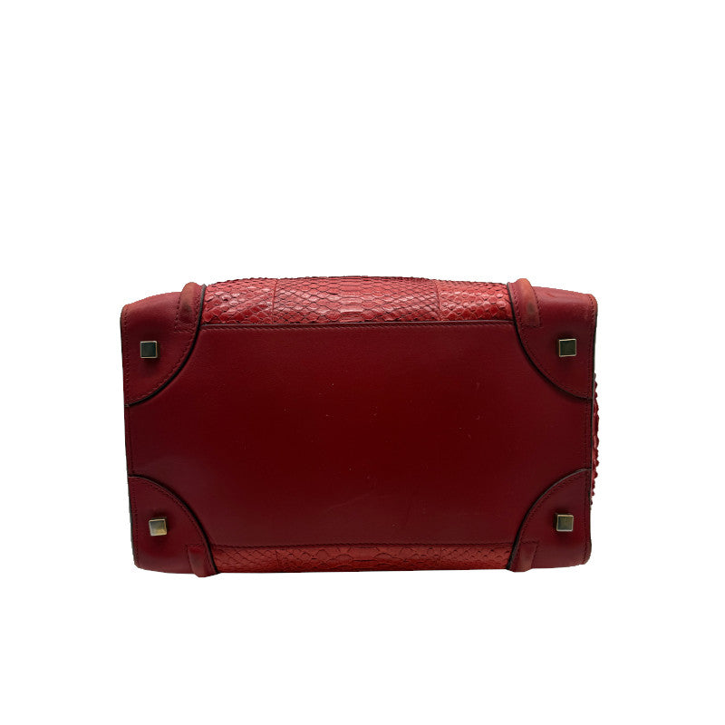 Sac à main Céline Luggage Rouge Imprimé Python