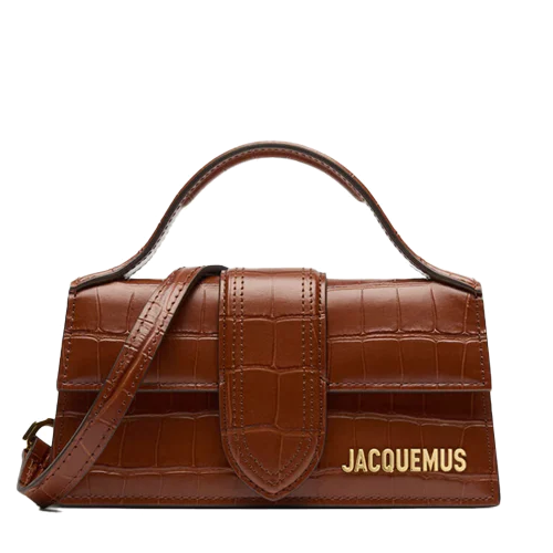 Sac à main avec bandoulière réglable le grand Bambino Marron croco – Jacquemus