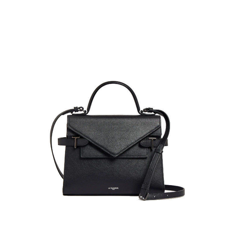 Sac à main double rabat moyen modèle en cuir grainé  Le Tanneur