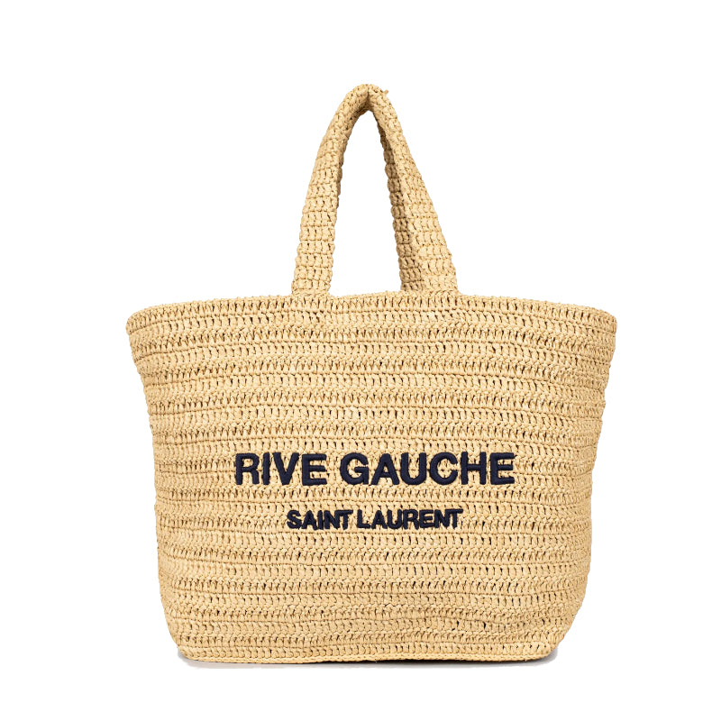 Sac cabas Saint Laurent Rive Gauche en raphia souple naturel
