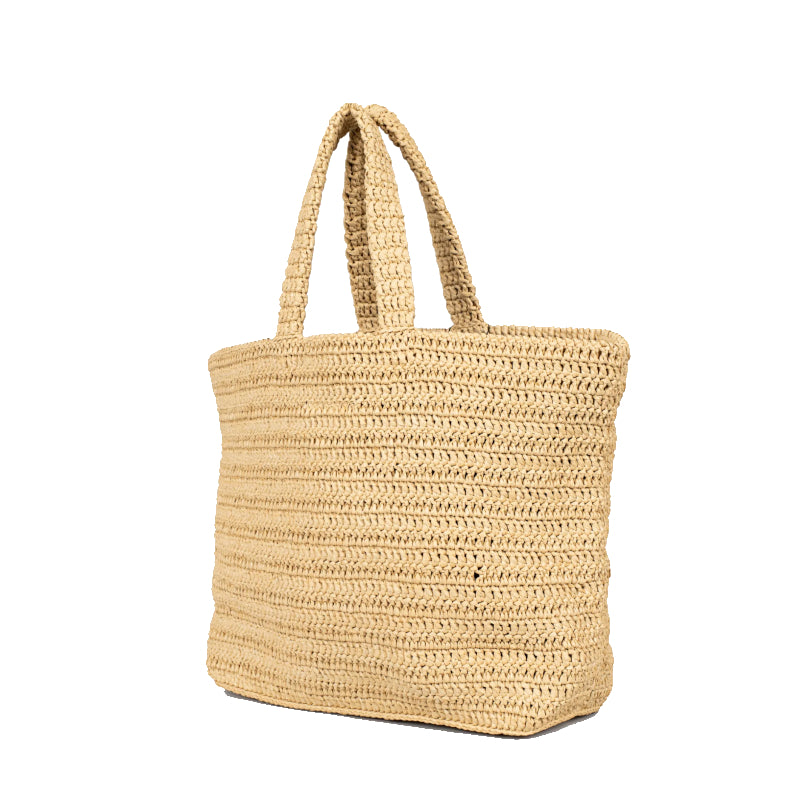 Sac cabas Saint Laurent Rive Gauche en raphia souple naturel
