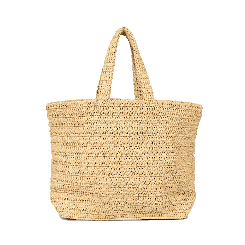 Sac cabas Saint Laurent Rive Gauche en raphia souple naturel