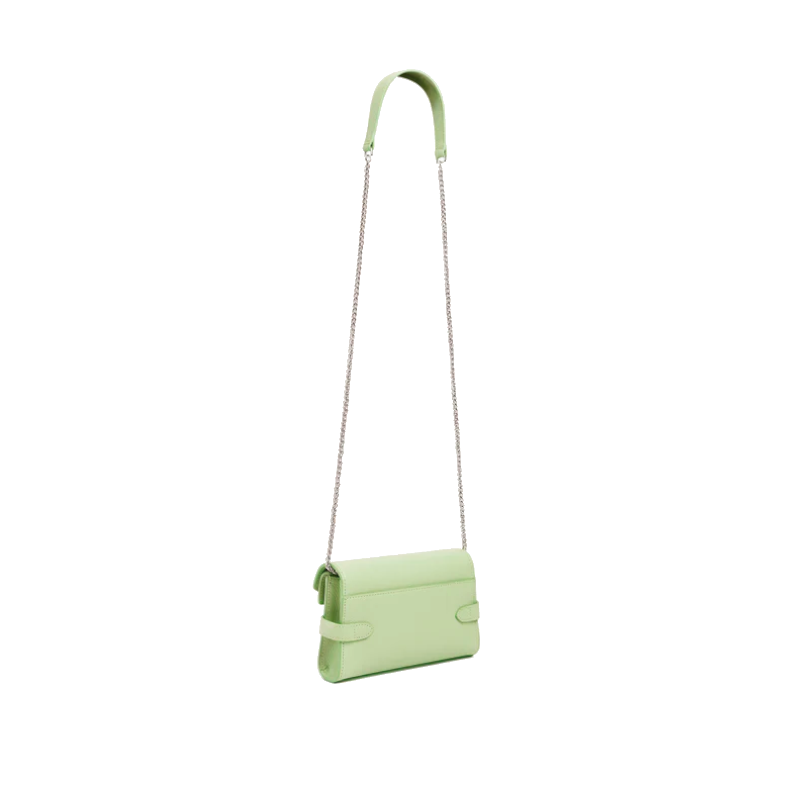 Sac pochette avec bandoulière double rabat en cuir grainé Emilie Le Tanneur