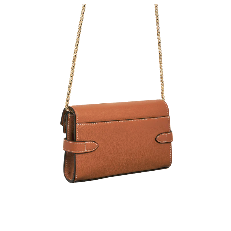 Sac pochette avec bandoulière double rabat en cuir grainé Emilie Le Tanneur