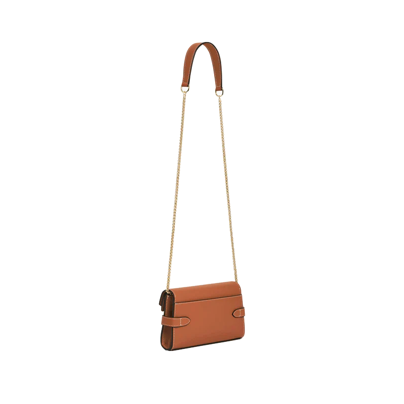 Sac pochette avec bandoulière double rabat en cuir grainé Emilie Le Tanneur