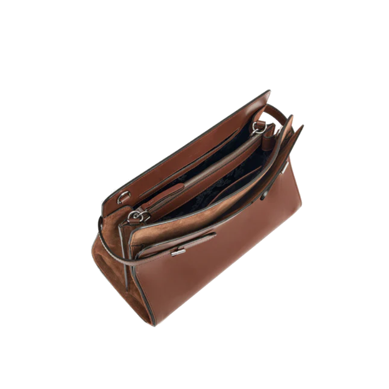 Sac porté épaule grand modèle en cuir lisse et nubuck Le Tanneur