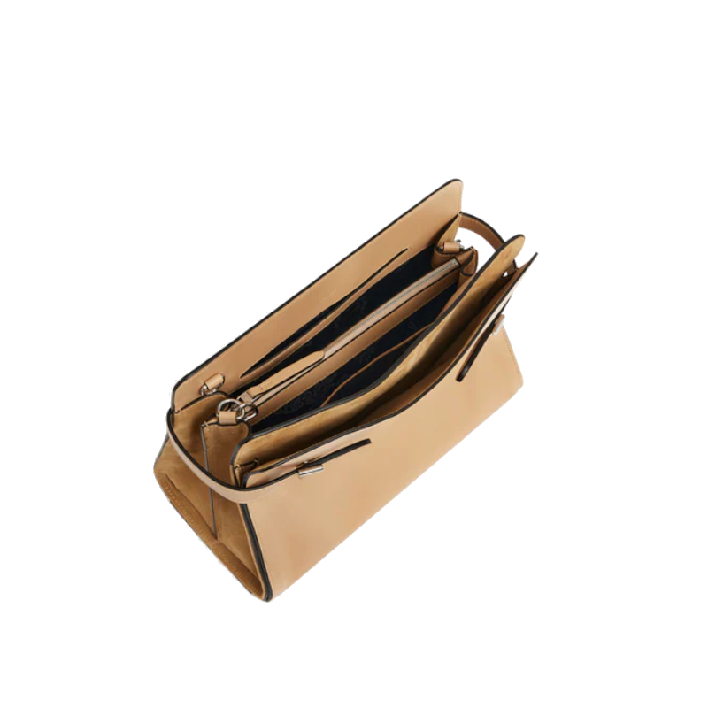 Sac porté épaule grand modèle en cuir lisse et nubuck Le Tanneur
