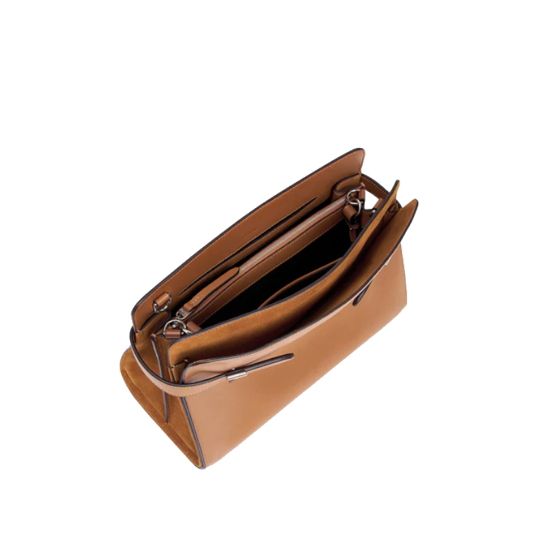 Sac porté épaule grand modèle en cuir lisse et nubuck Le Tanneur