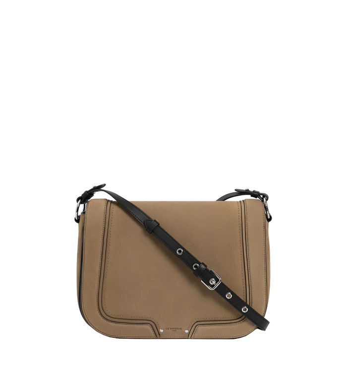 Grand sac bandoulière en cuir lisse et nubuck Ella Le Tanneur