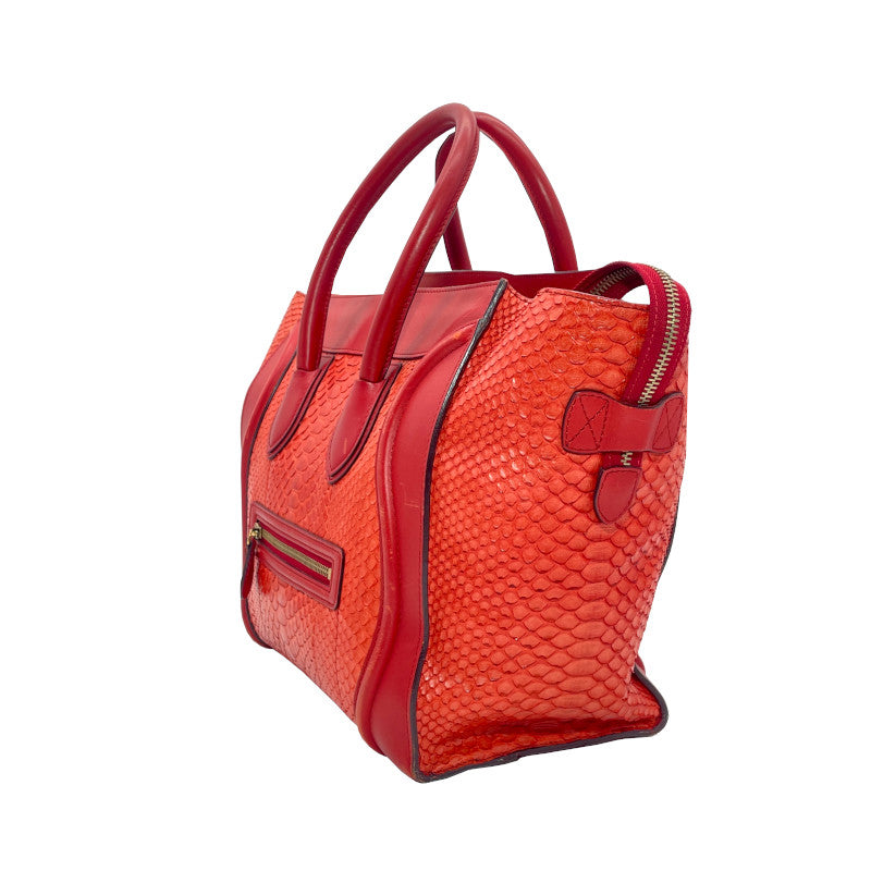 Sac à main Céline Luggage Rouge Imprimé Python