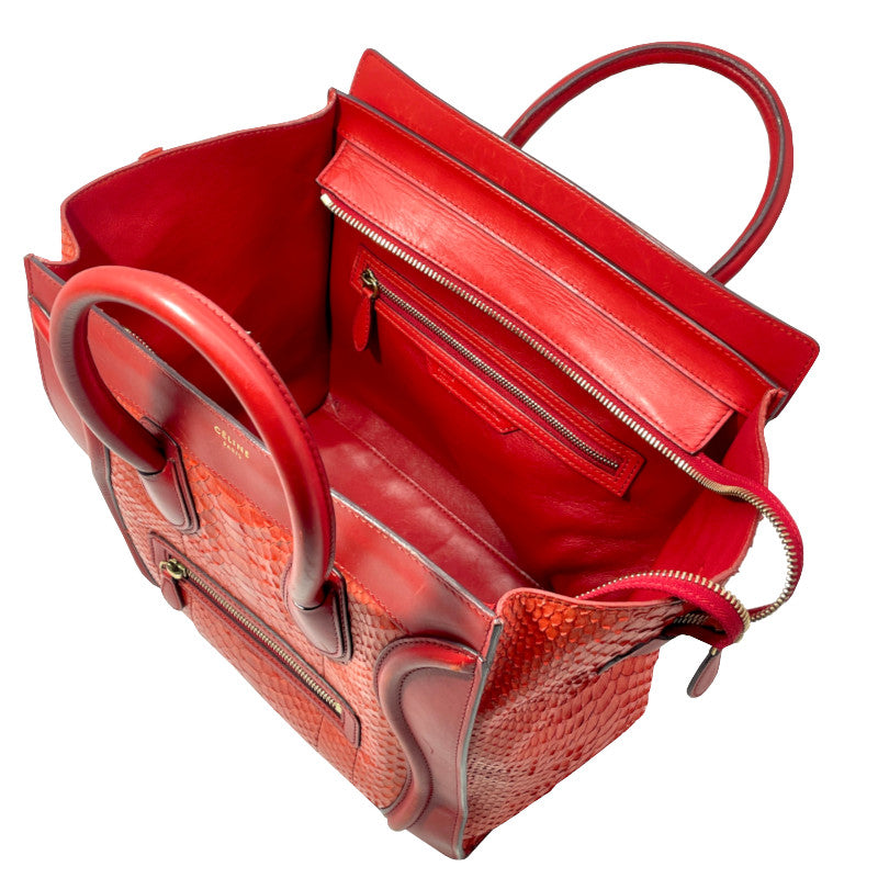 Sac à main Céline Luggage Rouge Imprimé Python
